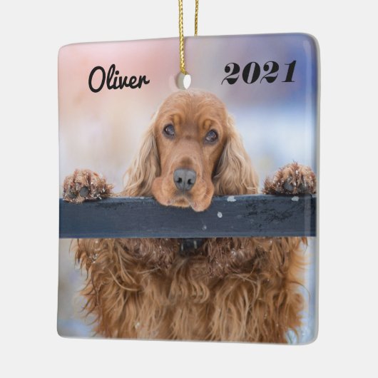 Gepersonaliseerde fluffy Brown Cocker Spaniel Dog Keramisch Ornament (Links)