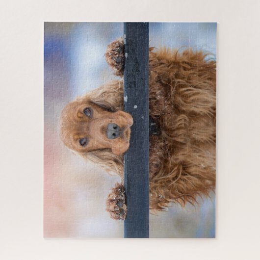 Gepersonaliseerde fluffy Brown Cocker Spaniel Dog Legpuzzel (Verticaal)