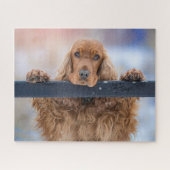 Gepersonaliseerde fluffy Brown Cocker Spaniel Dog Legpuzzel (Horizontaal)