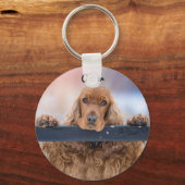 Gepersonaliseerde fluffy Brown Cocker Spaniel Dog Sleutelhanger (Voorkant)