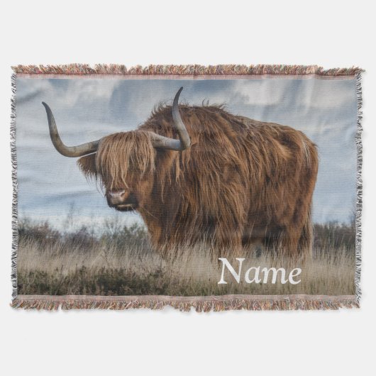 Gepersonaliseerde Fluffy Scottish Highland Koe Deken (Voorkant)