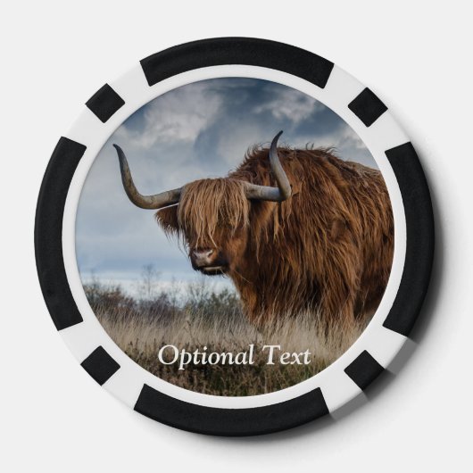 Gepersonaliseerde Fluffy Scottish Highland Koe Poker Chips (Achterkant)