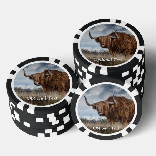 Gepersonaliseerde Fluffy Scottish Highland Koe Poker Chips (Opstapeling)