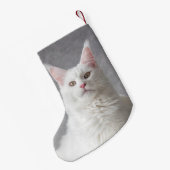 Gepersonaliseerde fluffy White Maine Coon Cat Kleine Kerstsok (Achterkant (Hangend))