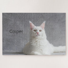 Gepersonaliseerde fluffy White Maine Coon Cat Legpuzzel