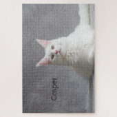 Gepersonaliseerde fluffy White Maine Coon Cat Legpuzzel (Verticaal)