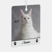 Gepersonaliseerde fluffy White Maine Coon Cat Metalen Ornament (Voorkant Rechts)