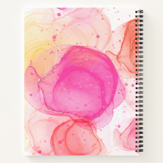 Gepersonaliseerde fluisteraars van roze en geel notitieboek (Achterkant)