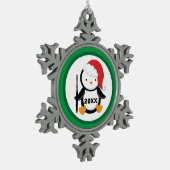 Gepersonaliseerde Flute Kerstpinguïn Tin Sneeuwvlok Ornament (Links)