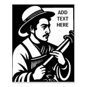 Gepersonaliseerde Flutist - Hout Art Stamp Rubberstempel (Afrduk)