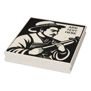 Gepersonaliseerde Flutist - Hout Art Stamp Rubberstempel