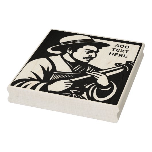 Gepersonaliseerde Flutist - Hout Art Stamp Rubberstempel (Stempel)