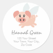 Gepersonaliseerde Flying Pig Adres Stickers (Voorkant)
