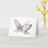 Gepersonaliseerde Flying Pig Verjaardag of elke da Kaart (Gele Bloem)