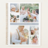 Gepersonaliseerde Fog Grey Fotocollage Planner (Voorkant)