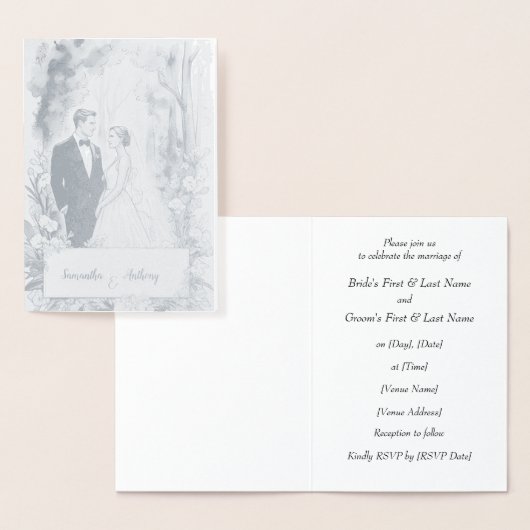 Gepersonaliseerde Folie bruiloft Kaart (Display)