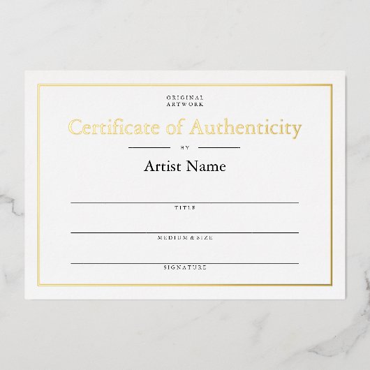 Gepersonaliseerde Folie Certificaat van authentici Folie Uitnodiging (Voorkant)