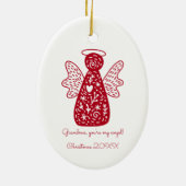 Gepersonaliseerde Folk Art Rode Engel Scandinavisc Keramisch Ornament (Achterkant)