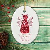 Gepersonaliseerde Folk Art Rode Engel Scandinavisc Keramisch Ornament