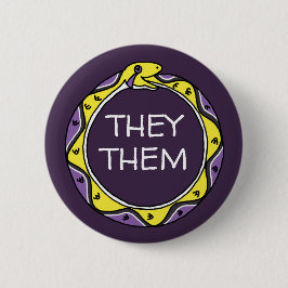 Gepersonaliseerde fons Nonbinary Ouroboros slang Ronde Button 5,7 Cm