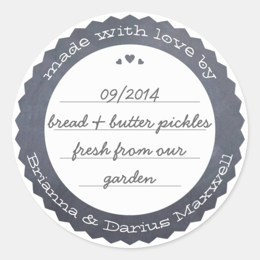 Gepersonaliseerde Food Gift Label Circle Chalkboar (Voorkant)