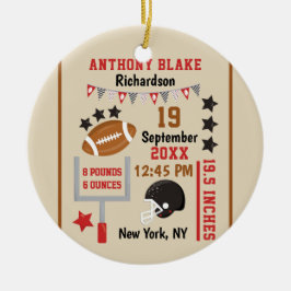 Gepersonaliseerde Football Baby Boy geboorte Foto Keramisch Ornament