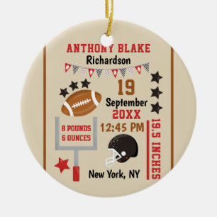 Gepersonaliseerde Football Baby Boy geboorte Foto Keramisch Ornament
