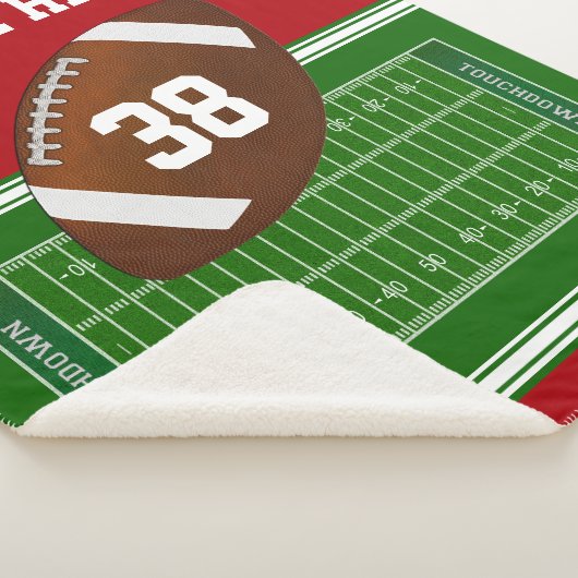 Gepersonaliseerde Football Blanket Red, om het eve Sherpa Deken (3/4)