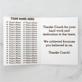 Gepersonaliseerde Football Coach Kaart, Spelers NA Bedankkaart (Binnen)