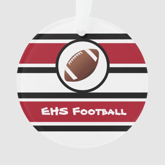 Gepersonaliseerde Football- en roodvormgeving Ornament (voorkant)
