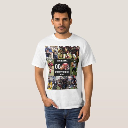 Gepersonaliseerde Football Fotocollage Sport T-shirt (Voorkant volledig)