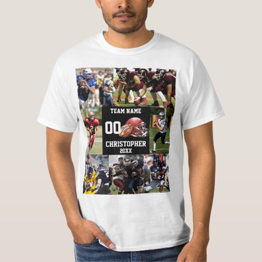 Gepersonaliseerde Football Fotocollage Sport T-shirt (Voorkant)