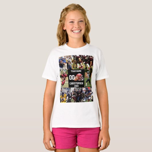 Gepersonaliseerde Football Fotocollage Sport T-shirt (Voorkant volledig)