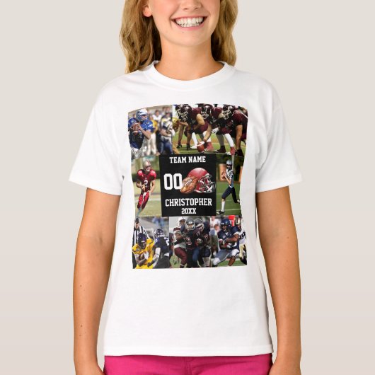 Gepersonaliseerde Football Fotocollage Sport T-shirt (Voorkant)