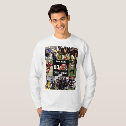 Gepersonaliseerde Football Fotocollage Sport T-shirt (Voorkant volledig)