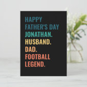Gepersonaliseerde Football Legend Man Vaderdag Feestdagenkaart (Staand voorkant)
