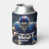 Gepersonaliseerde Football Player Foto High School Blikjeskoeler (Blikje Voorkant)