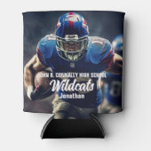 Gepersonaliseerde Football Player Foto High School Blikjeskoeler (Voorkant)