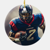 Gepersonaliseerde Football Player Foto High School Keramisch Ornament (Achterkant)