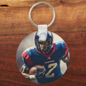 Gepersonaliseerde Football Player Foto High School Sleutelhanger (Achterkant)