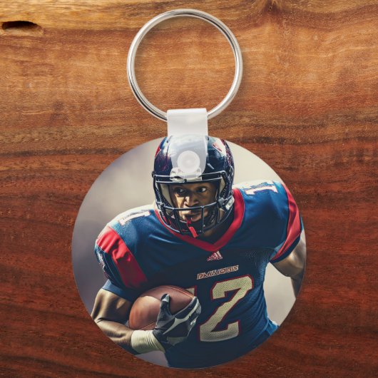 Gepersonaliseerde Football Player Foto High School Sleutelhanger (Achterkant)