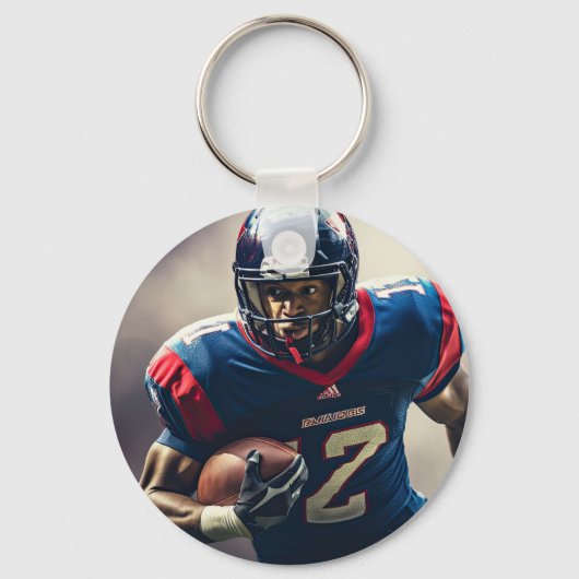 Gepersonaliseerde Football Player Foto High School Sleutelhanger (Achterkant)