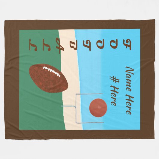 Gepersonaliseerde Football Scene Naam Nummer Deken (Voorkant (Horizontaal))