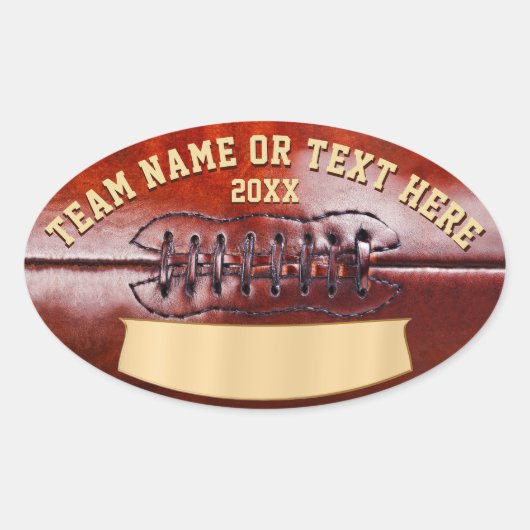 Gepersonaliseerde Football Stickers, Jouw tekst, B Ovale Sticker (Voorkant)