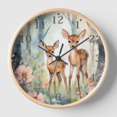 Gepersonaliseerde Forest Fawn Wall Clock (Voorkant)