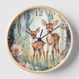 Gepersonaliseerde Forest Fawn Wall Clock