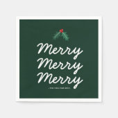 Gepersonaliseerde Forest Green Merry Christmas Servet (Voorkant)