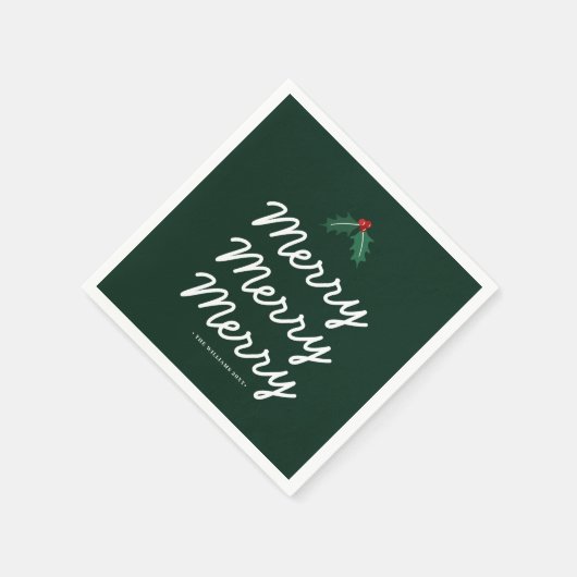 Gepersonaliseerde Forest Green Merry Christmas Servet (Hoek)