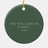 Gepersonaliseerde Forest Green Pattern Kerstfoto Keramisch Ornament (Achterkant)