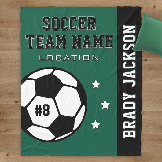 Gepersonaliseerde Forest Green Soccer Speler Naam Fleece Deken